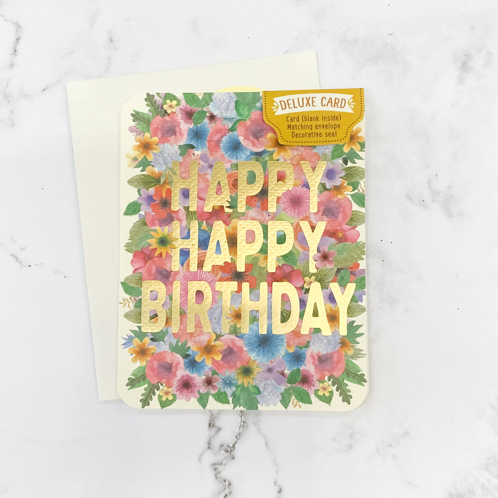 Happy Happy Birthday Floral Card - Lyla's: Clothing, Decor & More - Plano Boutique