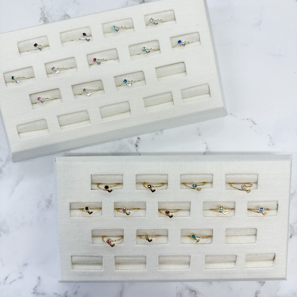 Birthstone and Heart Ring - Lyla's: Clothing, Decor & More - Plano Boutique