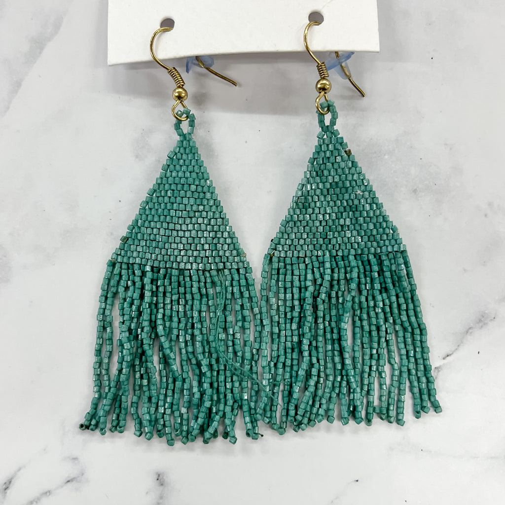 Teal Luxe Petite Fringe Earrings by Ink & Alloy - Lyla's: Clothing, Decor & More - Plano Boutique