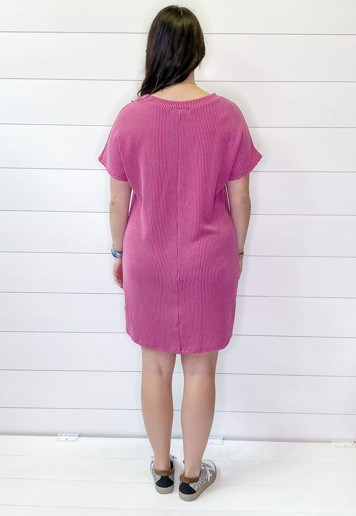 Orchid Ribbed Pocket Dress - Lyla's: Clothing, Decor & More - Plano Boutique