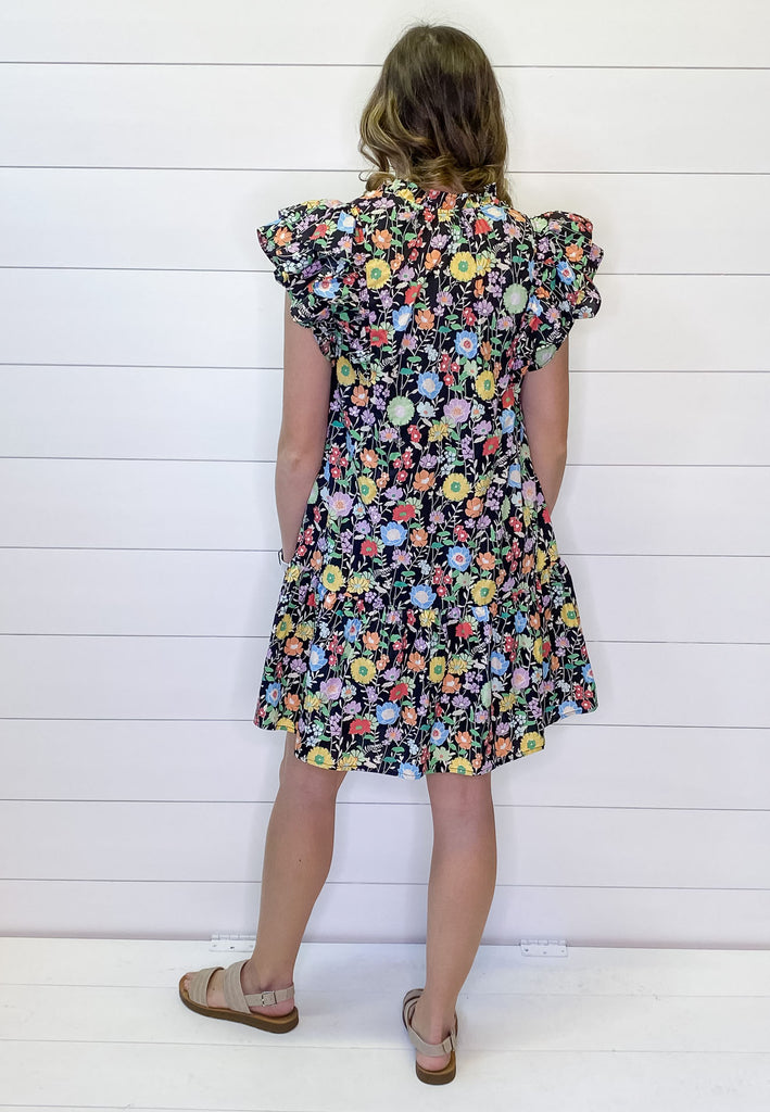 Best Life Ruffle Black Floral Print Dress - Lyla's: Clothing, Decor & More - Plano Boutique