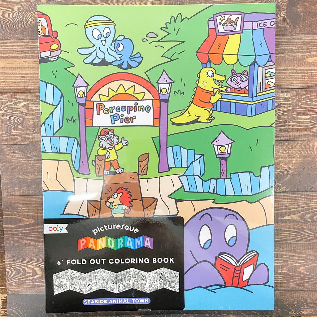 Picturesque Panorama Coloring Book - Seaside Animal Town by OOLY - Lyla's: Clothing, Decor & More - Plano Boutique