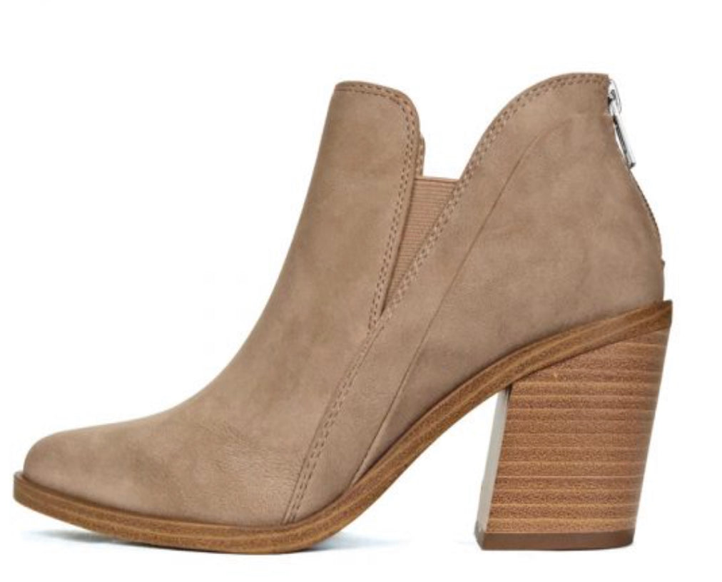 Taupe Forever Zipper Back Bootie - Lyla's: Clothing, Decor & More - Plano Boutique