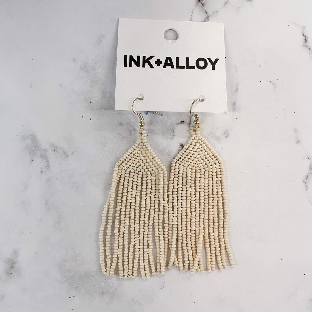 Ivory Seed Bead Earrings by Ink & Alloy - Lyla's: Clothing, Decor & More - Plano Boutique
