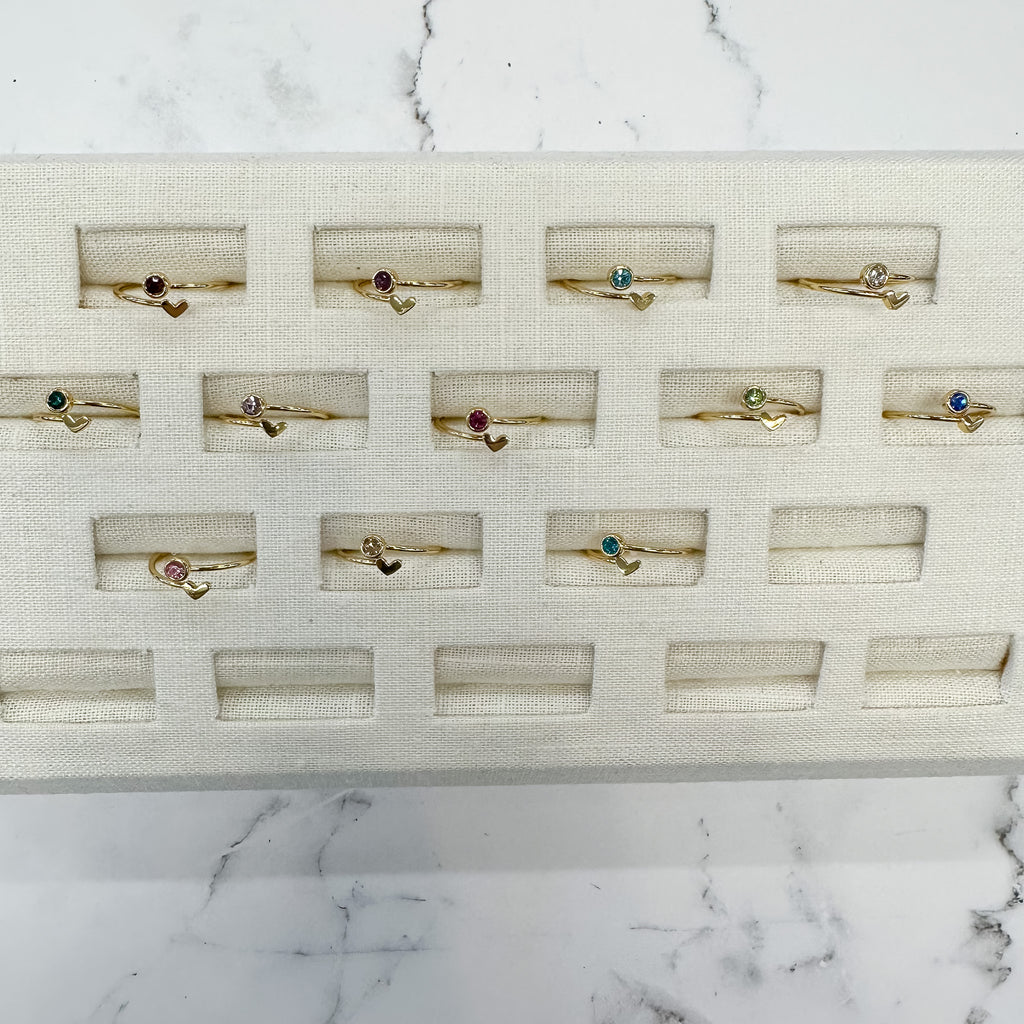 Birthstone and Heart Ring - Lyla's: Clothing, Decor & More - Plano Boutique