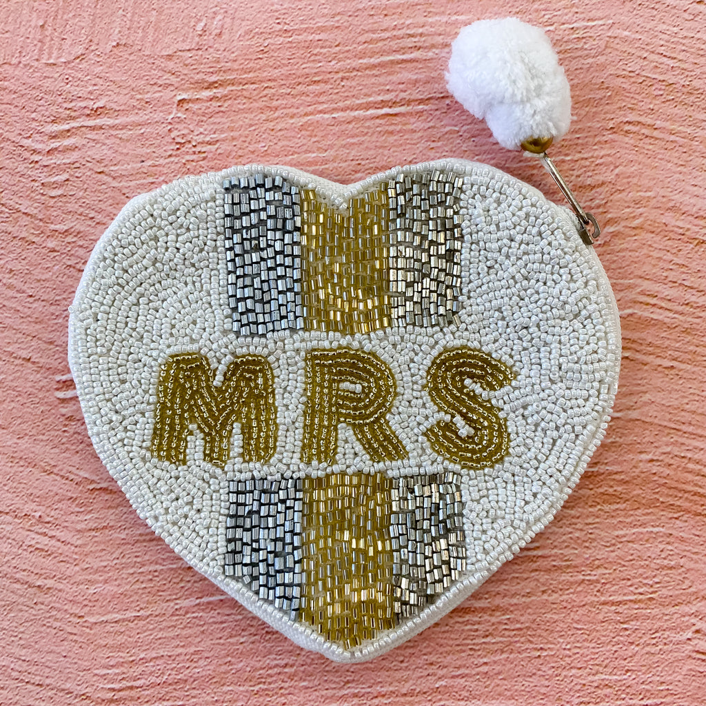 MRS Heart Shaped Gold/Silver Pouch - Lyla's: Clothing, Decor & More - Plano Boutique