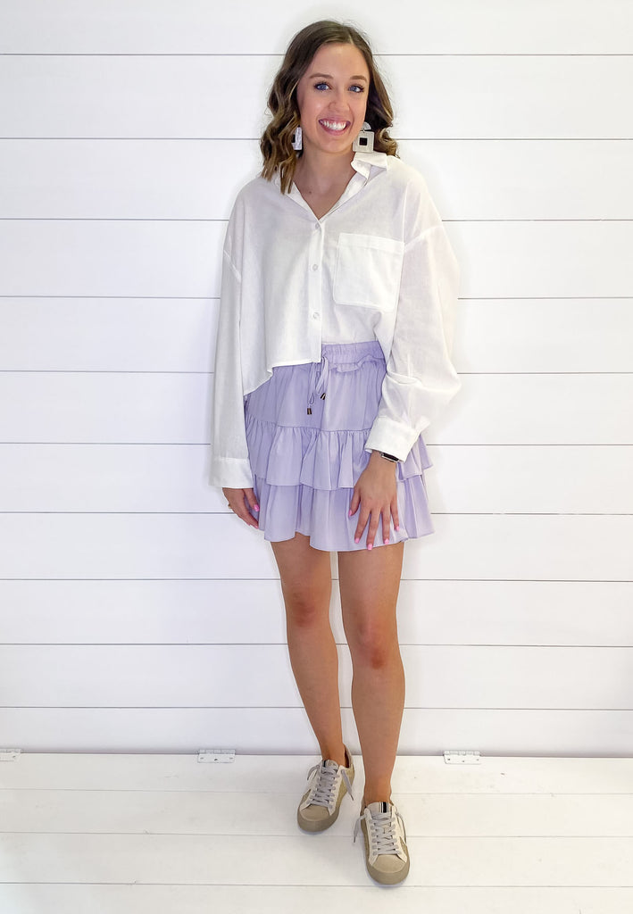 Fun and Flirty Ruffle Lavender Skirt - Lyla's: Clothing, Decor & More - Plano Boutique